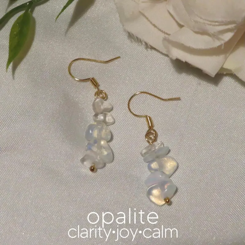 Anting Manik Manik Batu Kristal Alam / Crystal Earrings Bead Natural Stone Rock 1