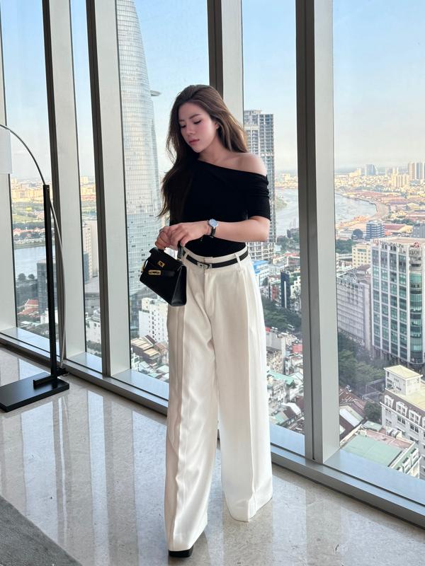 Quần Tây ống rộng xếp li LONA Pant cạp cao dáng suông ống rộng đơn giản thoải mái phong cách công sở, thanh lịch - ENKA VIETNAM Voi trắng 3