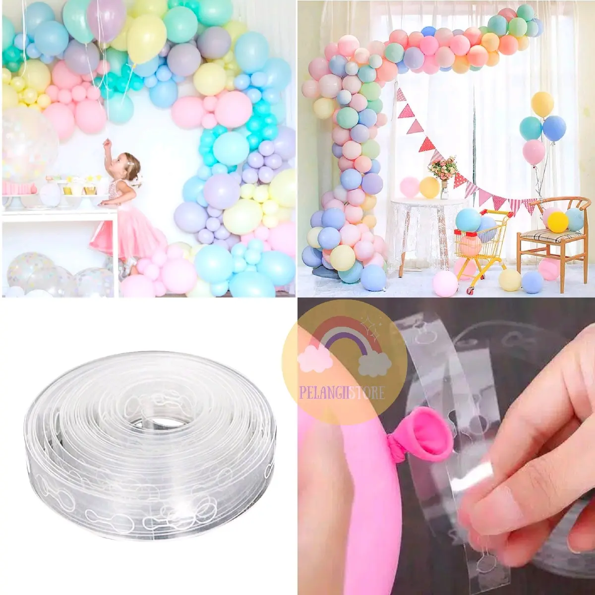 Stripe Tape Balon dekorasi / Stripe balon arch Garland dekorasi
