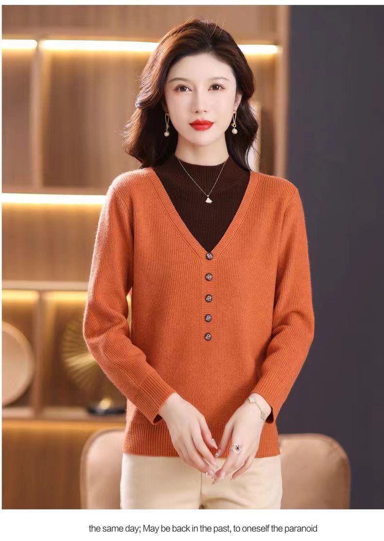 Product Introduction of Áo Len Cổ Lọ Nửa, Hàng Mới Về Mùa Thu Và Mùa Đông, Dành Cho Phụ Nữ, Quần Áo Cho Mẹ, Dáng Rộng Vừa Vặn, Phong Cách Phương Tây, Áo Lớp Nền Bên Trong, Thời Trang Nữ 37