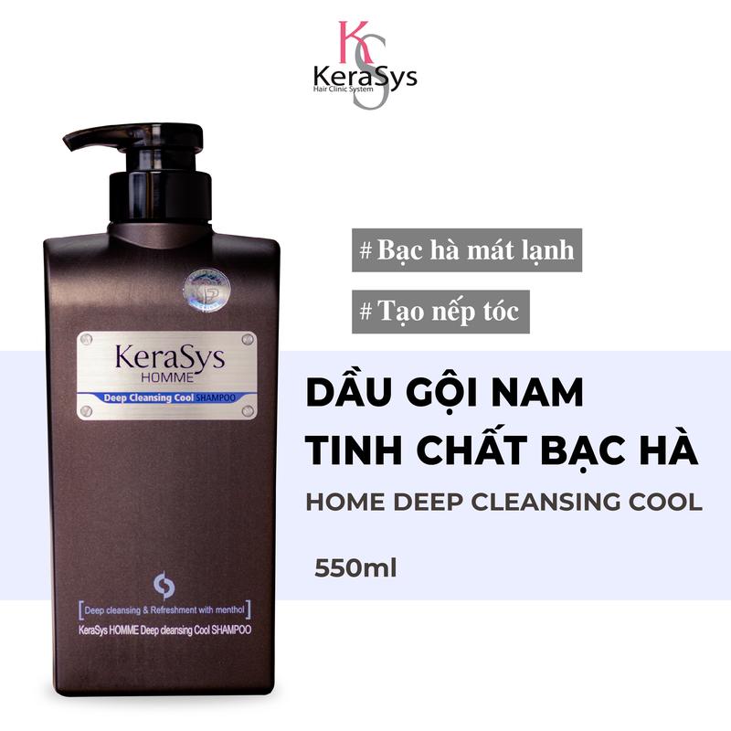 Dầu gội nam Kerasys Homme Deep Cleansing Cool Hàn Quốc tinh chất bạc hà mát lạnh, tạo nếp tóc 550ml Dưỡng Tóc Chăm Sóc Tóc Serum