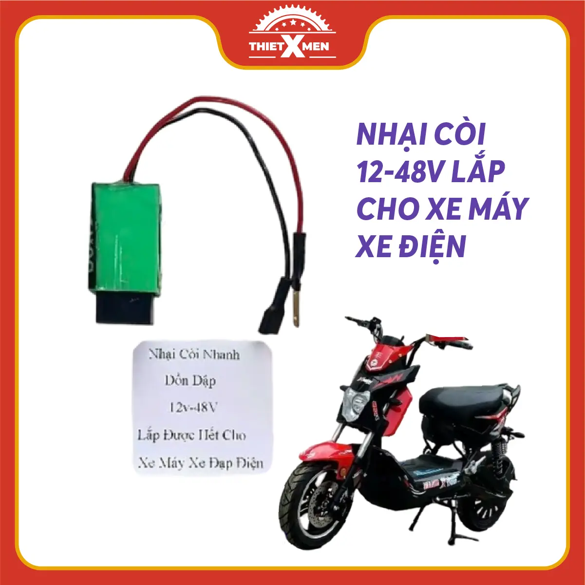 Nhại Còi Nhanh Dồn Dập 12v ,48V lắp Được  Xe Máy Xe Điện .Phụ Kiện