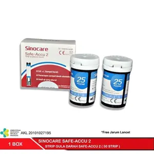 Strip Cek Gula Darah Sinocare Safe-Accu 2 Safe Accu2 Test Glucose Glukosa Refill Isi 5,15,25