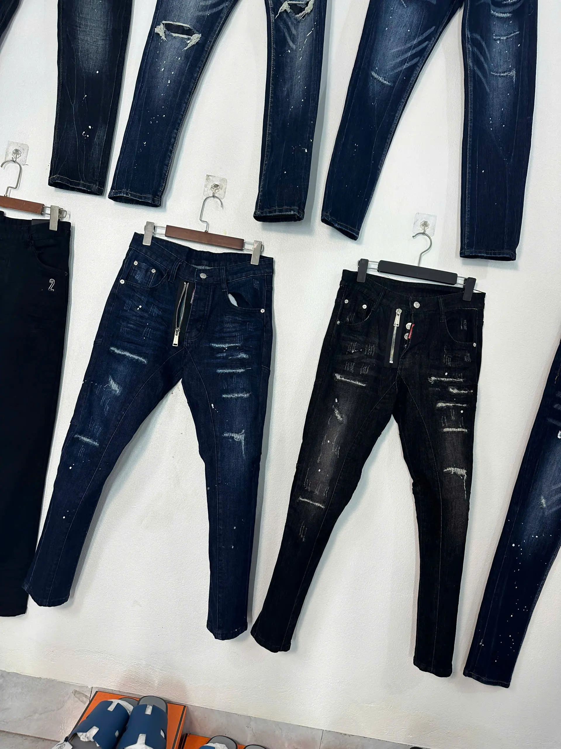 quần jean nam xanh đậm,đen khoác lệch may zz ( biker 2)