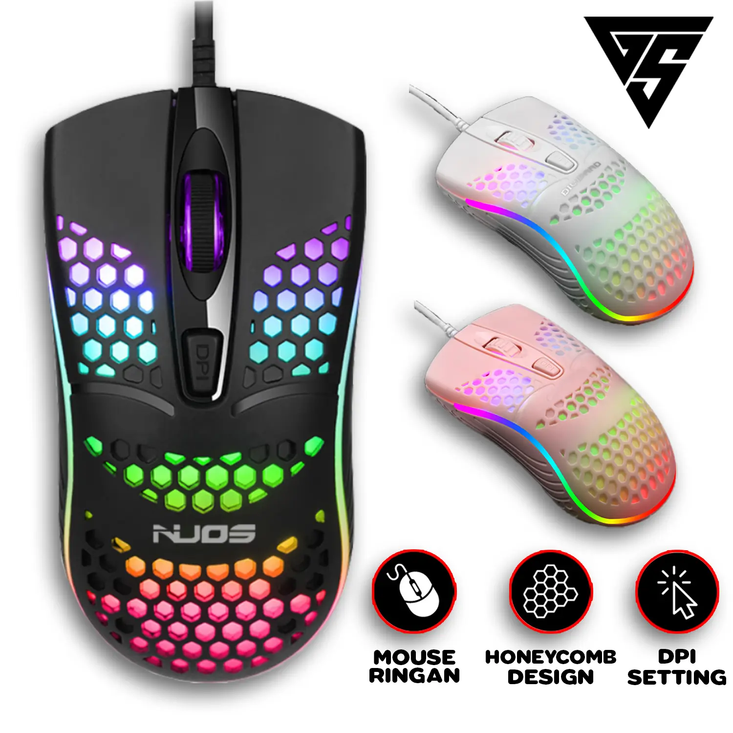 MOUSE GAMING HONEYCOMB LED MURAH RGB - Shop | Tokopedia