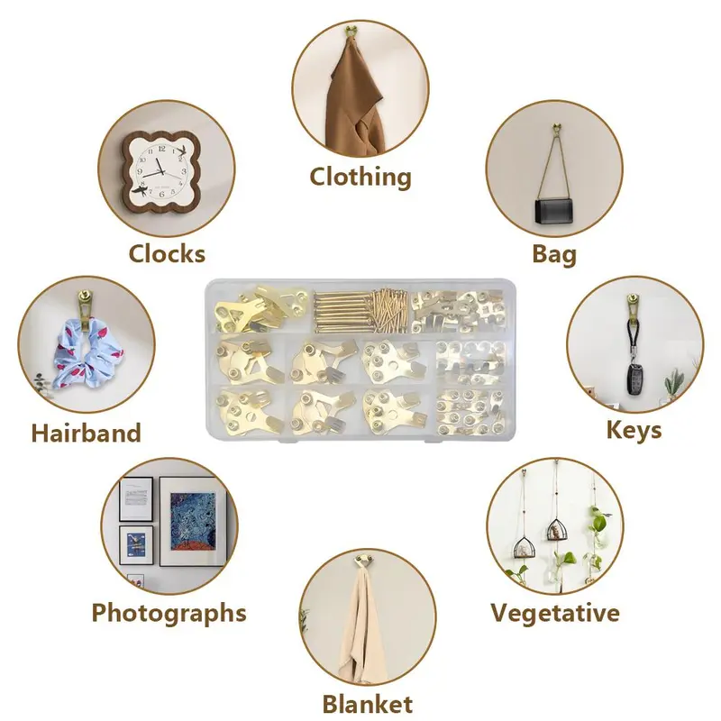 Picture Hanging Kit, Wall Hangers 6-Sizes with Nails, Picture Hangers for Wall Hanging Pictures Mirrors Painting Clock Bags Clothes 4
