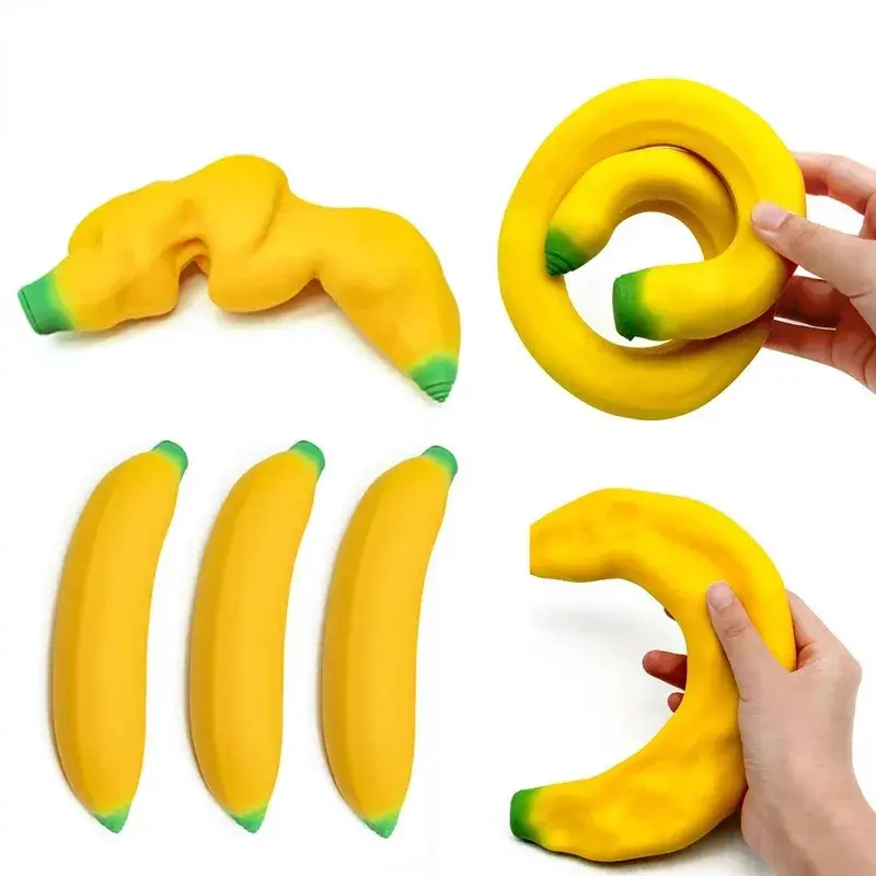 Novelty Fun Stretchy Banana Sensory Toy Squeeze Toys Squishy Stress Relief Antistress Elastic Filled Toy for Kids