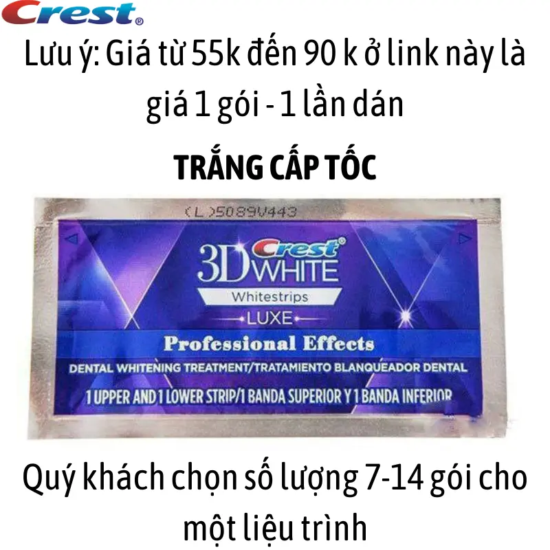 Miếng dán trắng răng Crest trắng nhanh không gây ê buốt phù hợp với mọi men răng [Giá 1 Gói] 7