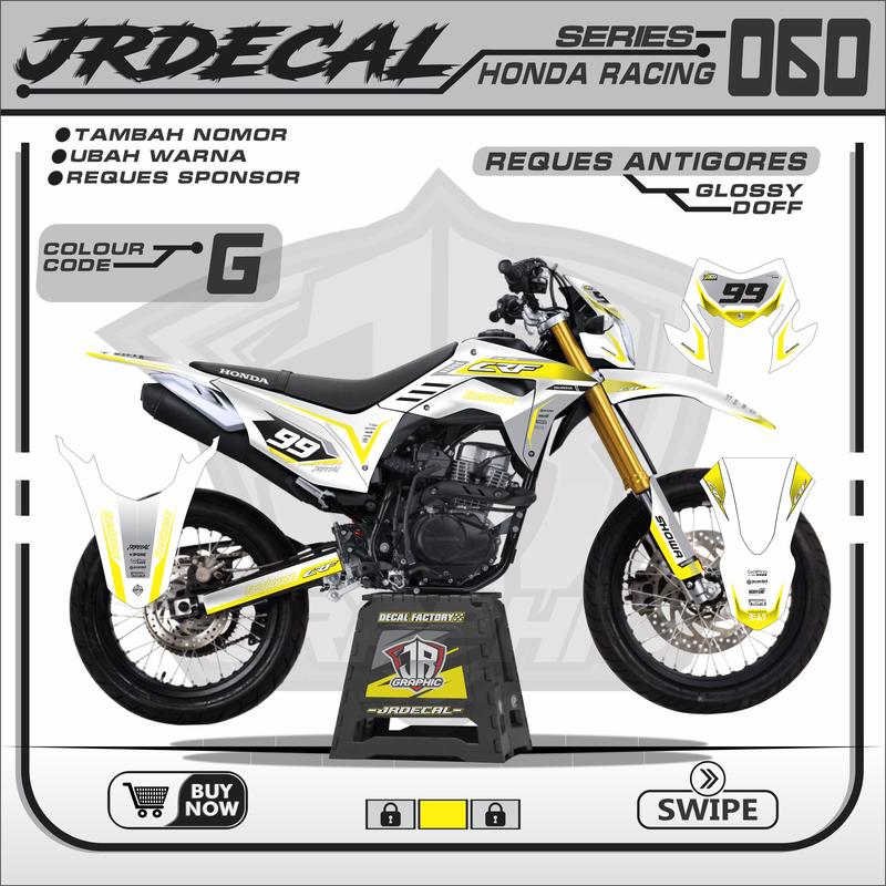 DECAL HONDA CRF 150L PUTIH SUPERMOTO FULL BODY KEREN MINIMALIS SIMPLE MURAH TERBARU VIRAL- CRF GANK PUTIH 060 Motor 7