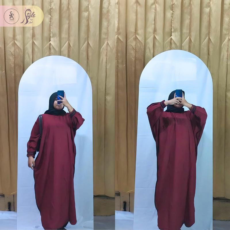 abaya pakistan jumbo/ abaya mewah/ abaya simpel elegant/ abaya jumbo murah/ abaya kelelawar/ kaftan murah Polos /muslim wanita  simple 4
