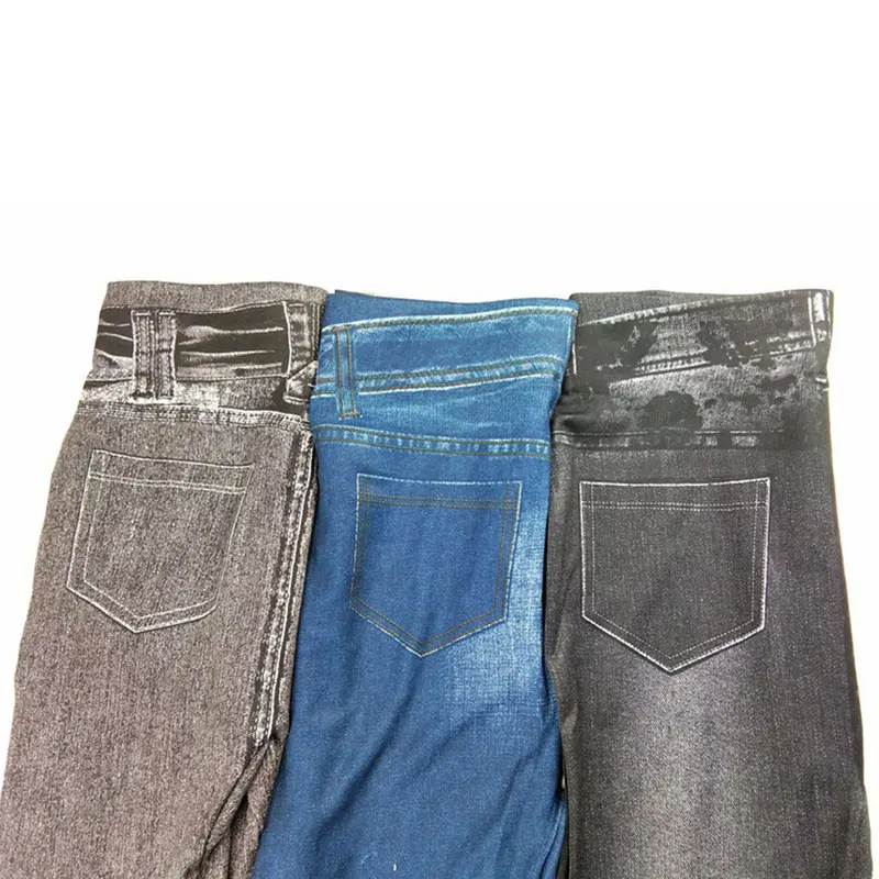 Quần Co Giãn Cho Nữ, Quần Jean Giả Polyester Dài Đến Mắt Cá Chân, Thoải Mái, Cho Gia Đình 5