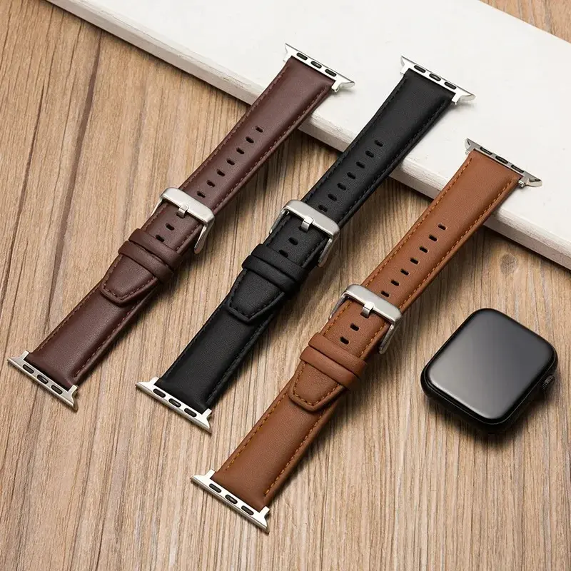 Dây đeo đồng Đồng Hồ bằng da, dành cho dây đeo Apple Watch, Tương thích với 49mm, 44mm, 45mm, 42mm, 38mm, 40mm, 41mm, Thích hợp cho phụ nữ và nam giới, Vòng đeo tay, Tương thích với dòng iWatch 8, 7, 6, 5, 4, 3, Se Band Smartwatch