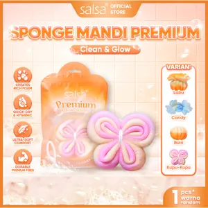 SALSA Sponge Mandi Premium – Spons Mandi Premium Jaring Penghasil Busa untuk Mandi|Bath Ball Shower Puff|Bath Sponge|Warna Random