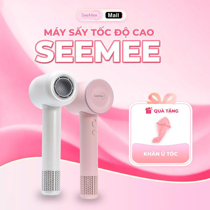Máy sấy tóc tốc độ cao SeeMee 400 triệu ION âm - Khô tóc nhanh chóng - Duy trì độ ẩm - Tặng khăn ủ tóc - Bảo hành 12 tháng