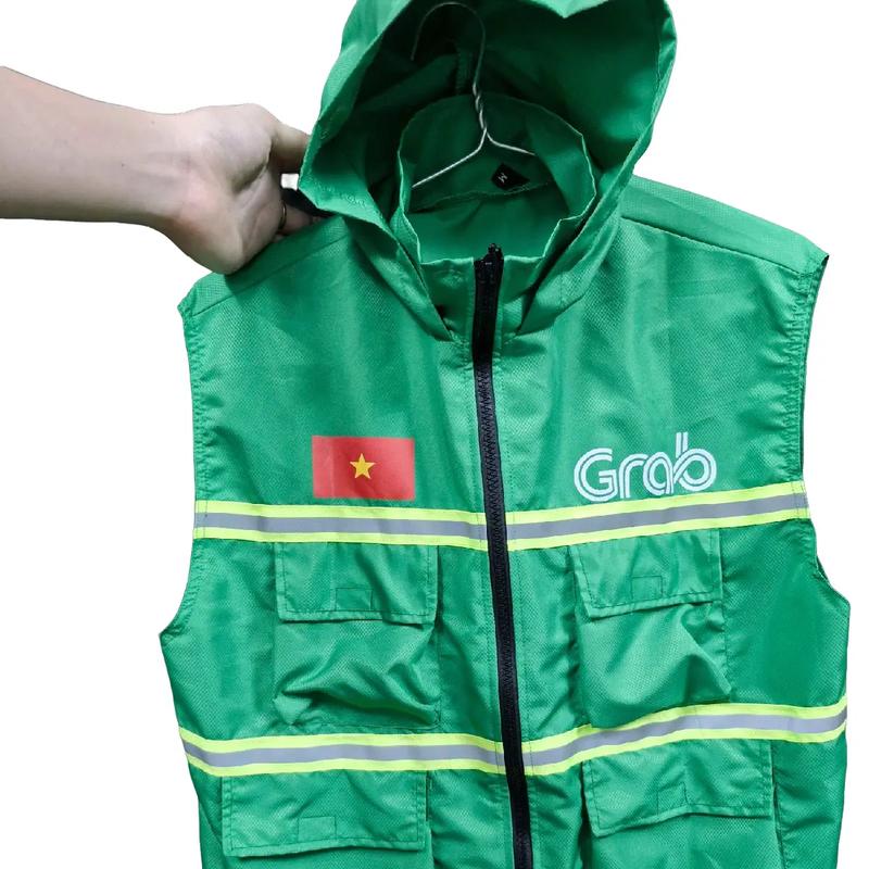 Áo ghile grab có nón trùm