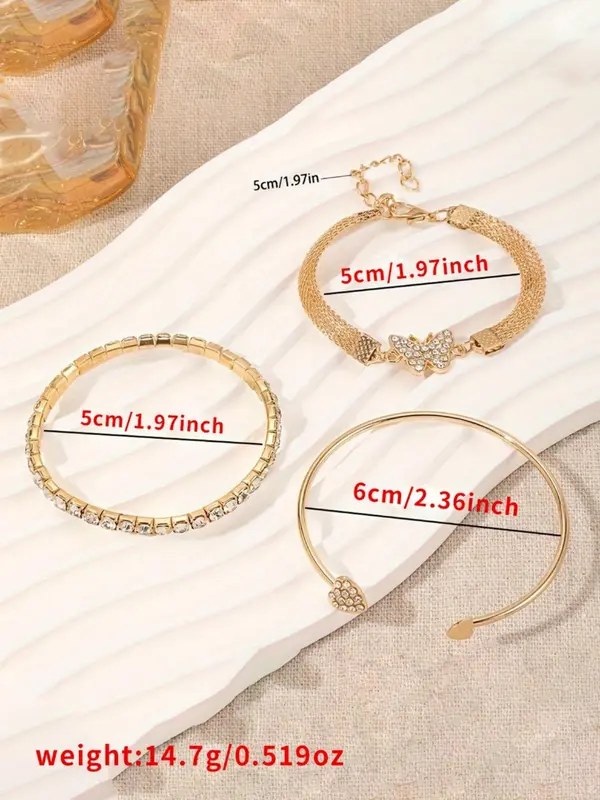 Butterfly & Heart Design Cuff Bangle, Fashionable Jewelry for Women & Girls, Trendy All-match & Exquisite Jewelry for Birthday Gift 1