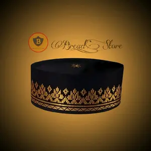 Peci Songkok Kopiah Hitam Motif Songket Batik Warna Gold tinggi 9cm Murah Berkualitas - Peci pria model terbaru Anak dan Dewasa Laki-laki Sholat Bisa Bayar di Tempat COD lembut nyaman Muslim