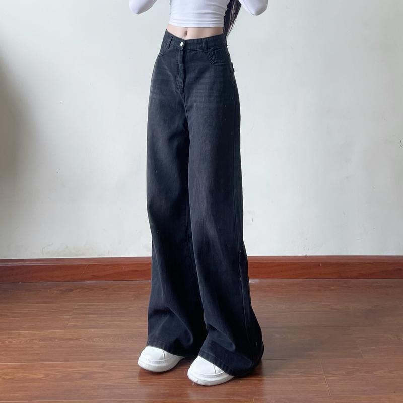Quần jean ống rộng loe màu retro mài chất jean mềm Women - 7613/6222 3
