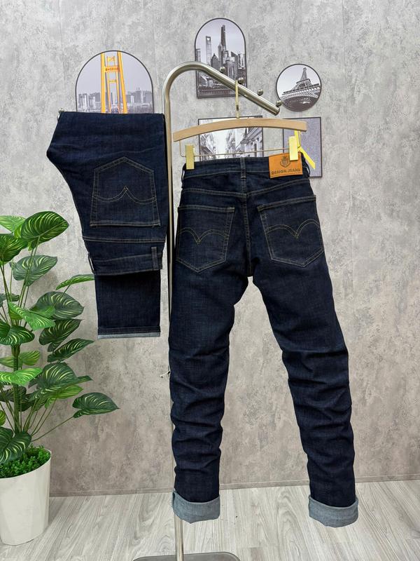 Quần Jean Nam Ống Suông Màu Xanh Đậm Chỉ Vàng MS_LV01, Chất Vải Cotton - Menswear, Pants 1
