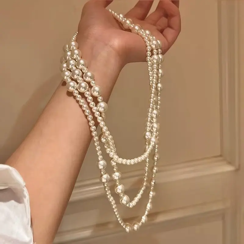 Vòng Cổ Ngọc Trai, Chất Liệu Nhựa, Dành Cho Nữ, Giá Cả Phải Chăng, Phong Cách Sang Trọng, Dây Chuyền Cổ Độc Đáo Dây Chuyền Áo Len Dài, Phụ Kiện Đồ Trang Trí Quần Áo