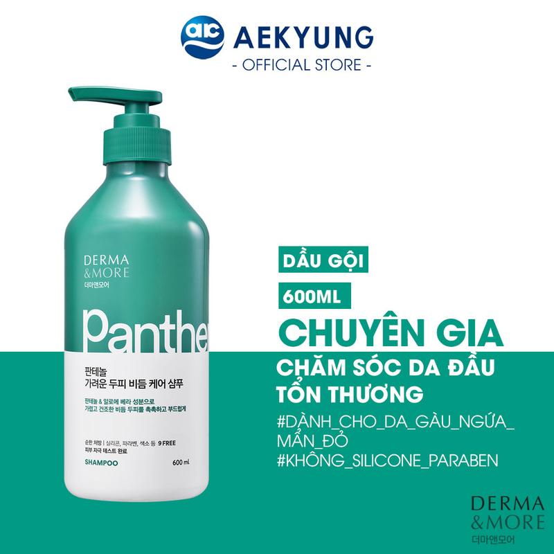 Dầu gội đầu cải thiện tình trạng ngứa gàu DERMA & MORE Panthenol cấp ẩm da đầu, chăm sóc tóc suôn mượt 600ml Women Nữ