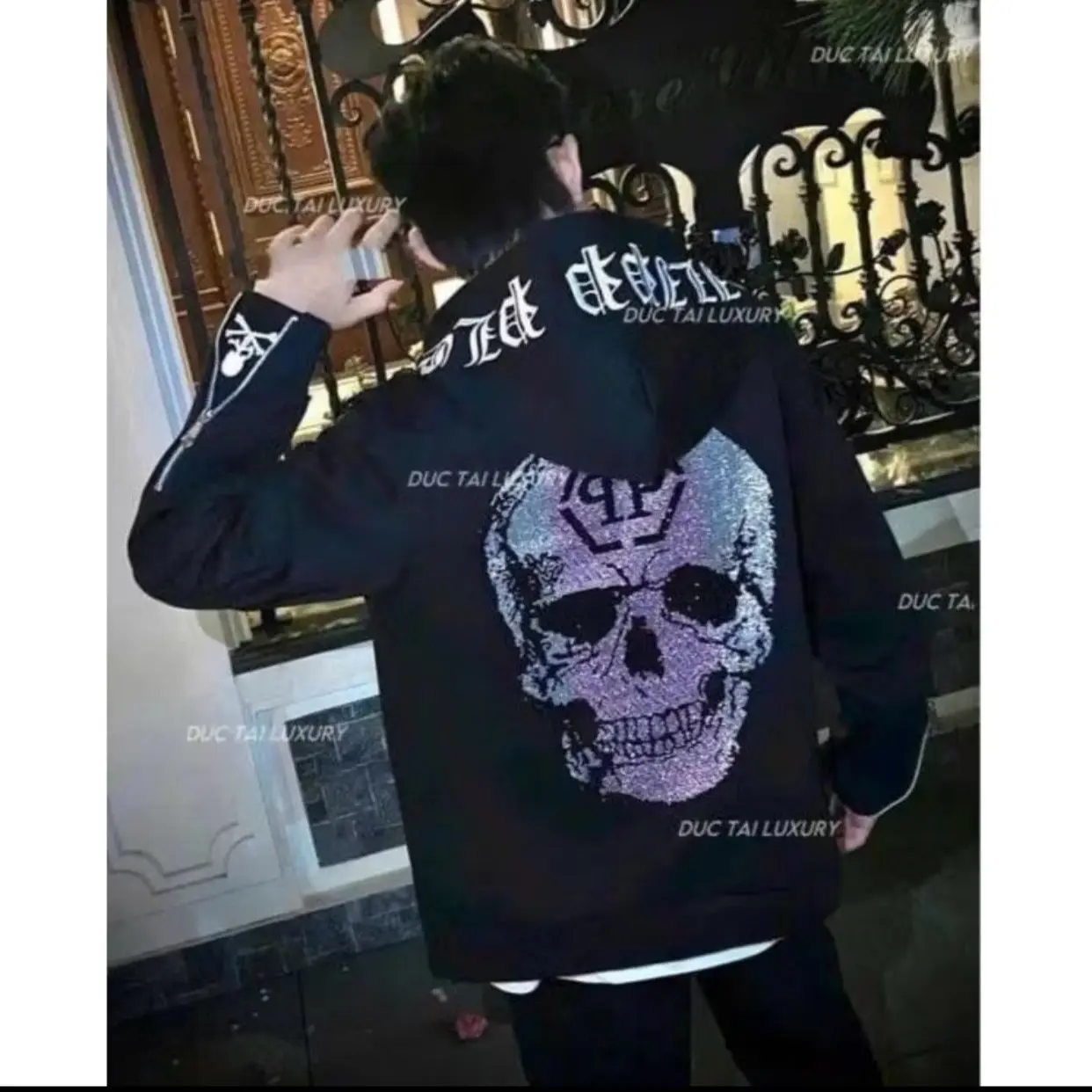Áo Khoác Hoodie Philipp Plein Đính Đá Đầu Lâu Đính Đá - Áo Khoác Nam Philip Đính Đá Trend 2024