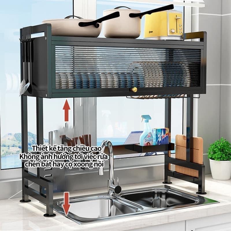 trạn úp bát có nắp đậy thông minh đa năng chiều cao 80cm, rộng 95cm Kitchen hộp  đựng Lắp Ráp 3