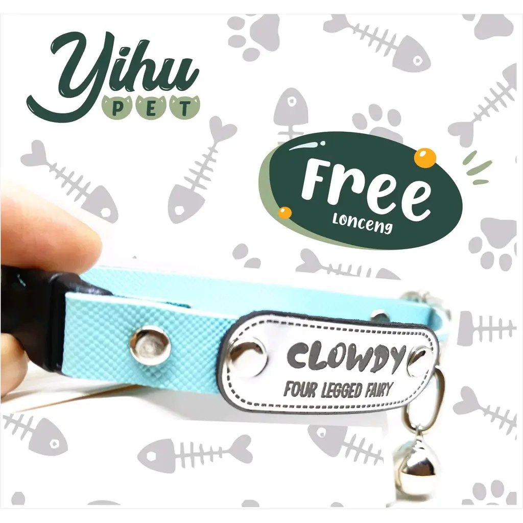 CUSTOM NAMA (SIMPEL MIRROR) Kalung Anjing Kucing Dog tag Cat Collar Gratis