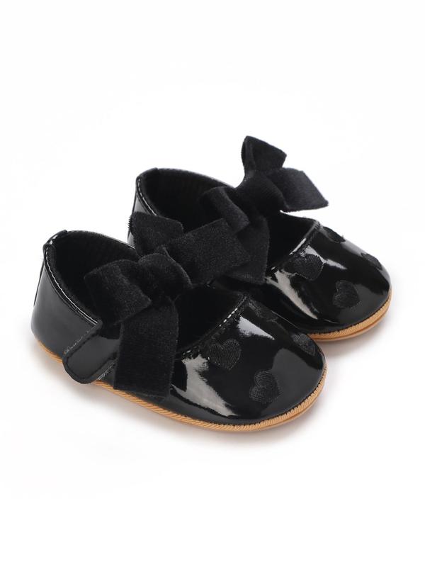Baby's Cute Bowknot & Heart Design Flat Shoes, Fashionable Solid Color Mary Jane Flats for Newborn Infant Toddler, Casual Comfortable Shoes for Indoor & Outdoor Wear 5