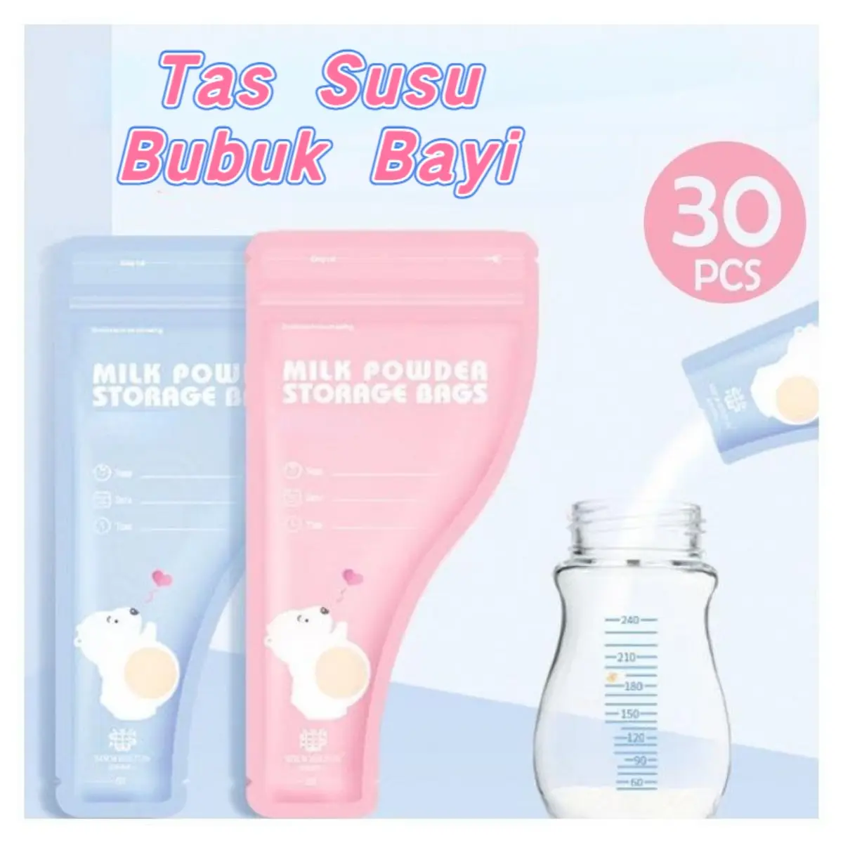 [30 Buah] Tas Susu Bubuk Bayi/Tas Susu Bubuk Sekali Pakai Portabel Yang Disegel Tas Penjaga Segar/Tas Penyimpanan Susu Bubuk Perjalanan Bag