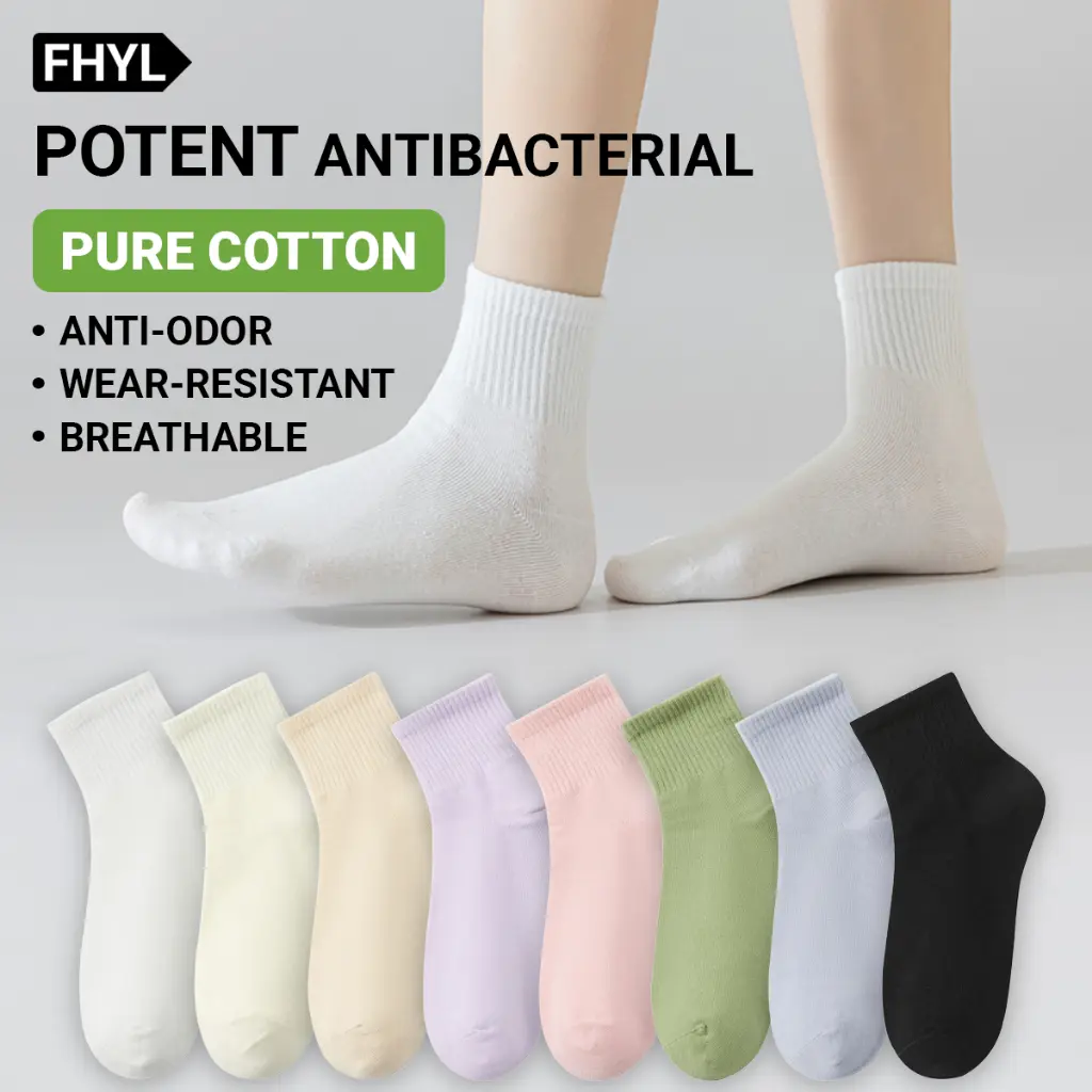 Pure Cotton Antibacterial Women Socks Korean Fashion Versatile White Socks Foot Socks For Women