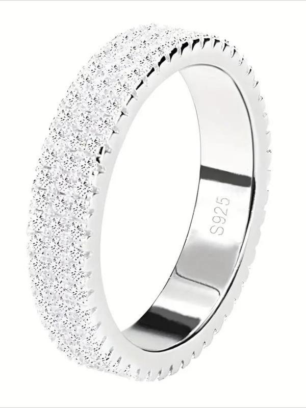 S925 Sterling Silver Promise Ring, Engagement Ring with Zirconia, Fashionable Glitter Style Jewelry for Women 4