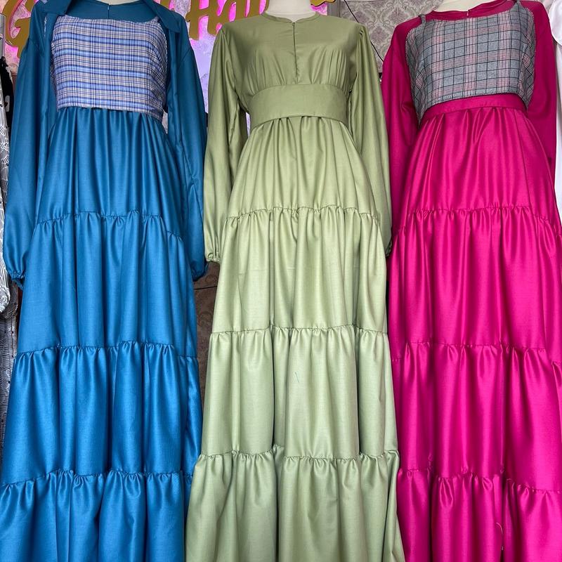 DRESS NABILLA BY HAURA DRESS KATUN Wanita Toyobo Karet Casual Busui Balon 1