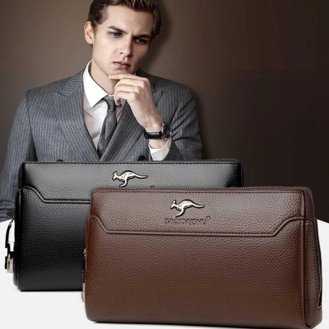 MS04 - Ví Clutch Cầm Tay Kẹp  Nách Da Cho Nam Khóa Số Thời Thượng - HHG Store