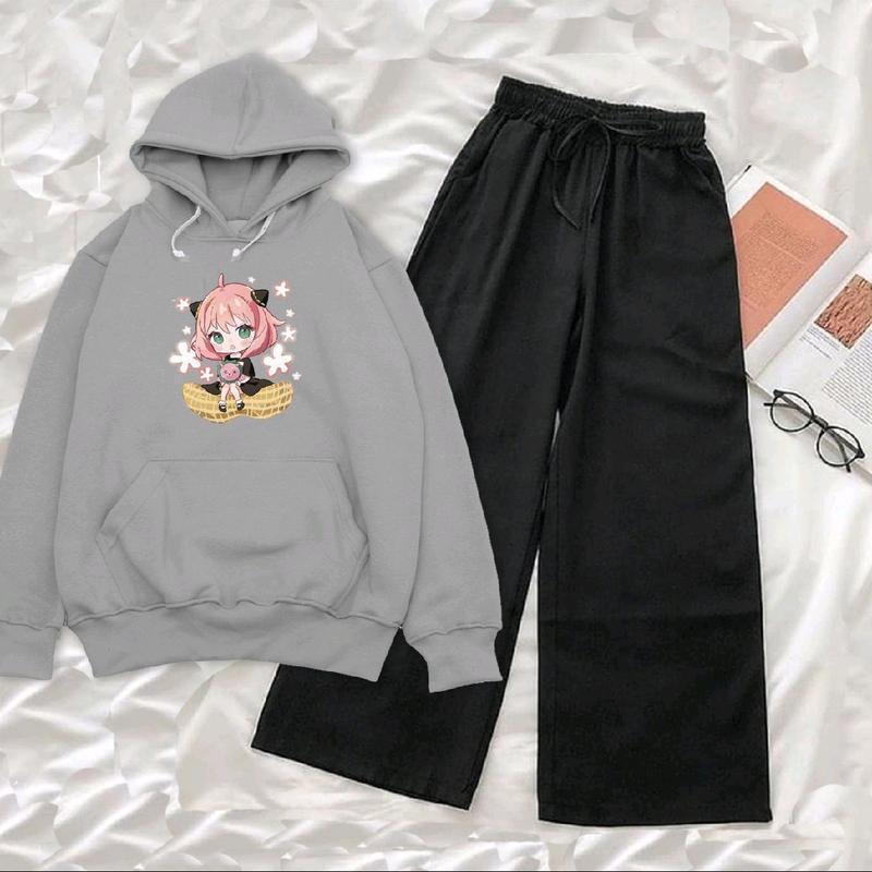 Setelan Sweater Hoodie FORGER Wanita dan Remaja/Setelan baju sweater dan celana kulot/Setelan anak remaja dewasa kekinian/BISA COD Standar Kulot Panjang 1