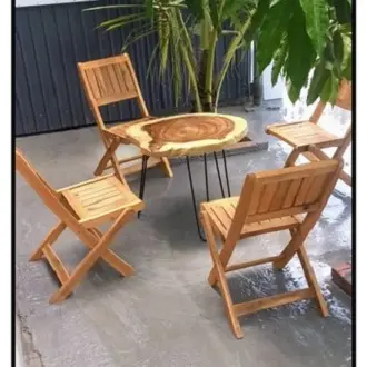 Bàn Ghế Gỗ Cafe Xếp Gọn loại 1 ( d60*r45*c50 )