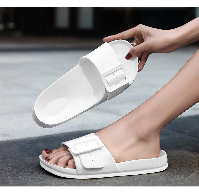 Product Introduction of Women's Slippers New Korean Style Fashion Slippers Outer Wear Internet Hot Casual Home Single Strap Slides Soft Bottom Comfortable Sandals 2
