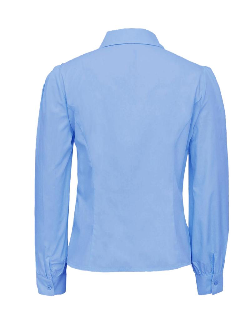 Product Introduction of Women's Plain Ruched Button Front Shirt, Elegant Long Sleeve Collared Top for Spring & Fall, Ladies Clothes for Work Office Business 2