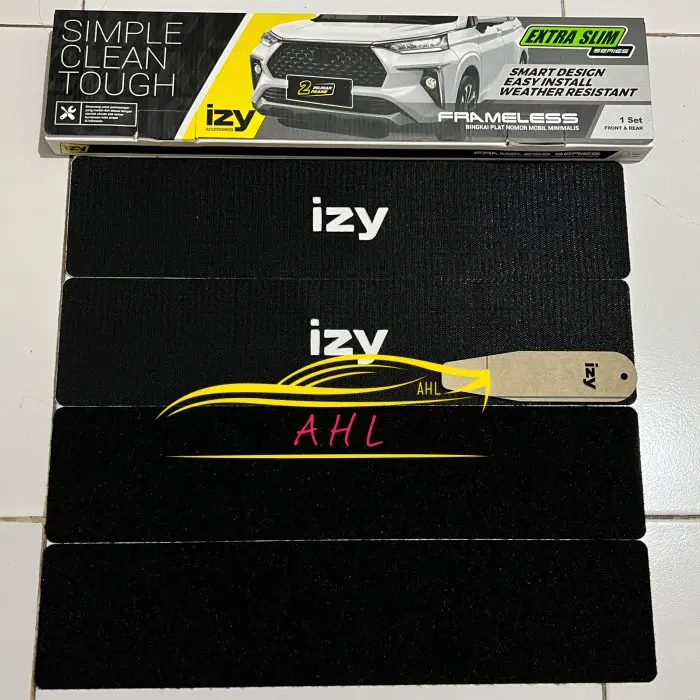 Frameless Plat Nomor Izy Extra Slim / Cover Dudukan Plat Nomor 46Cm