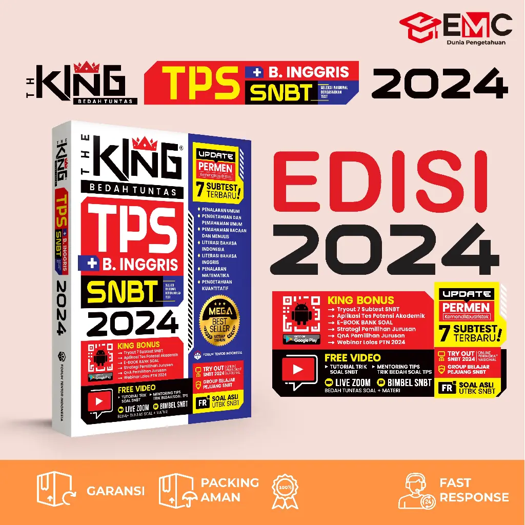 EMC Buku Tps 2024 The King Bedah Tuntas Soal Dan Materi Tps Snbt 2024 + Bonus Skolastik-Saintek-Soshum-Kompilasi-Killer Bahasa Inggris