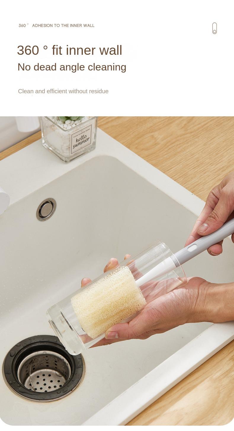 Product Introduction of Cup Washing Brush Long Handle Household Cup Brush Dedicated Fantastic Net Baby Bottle Brush Sub-Water Cup Brush Cleaning Decontamination Sponge Brush Glass Wiper Squeegees brush  cleaning tool 4