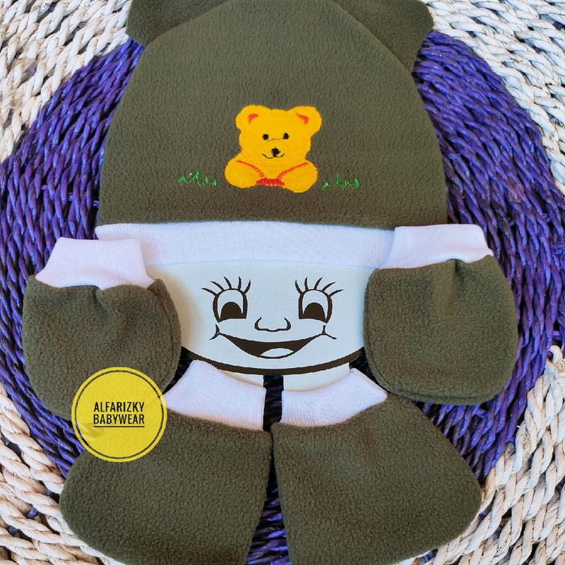 set topi + Sartaki bayi bahan fleece tebal 1
