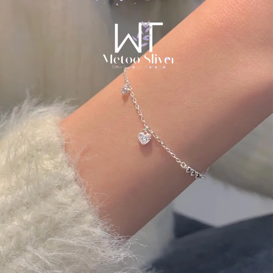 Lắc tay bạc nữ trái tim mini Heart s925 - MetooSilver