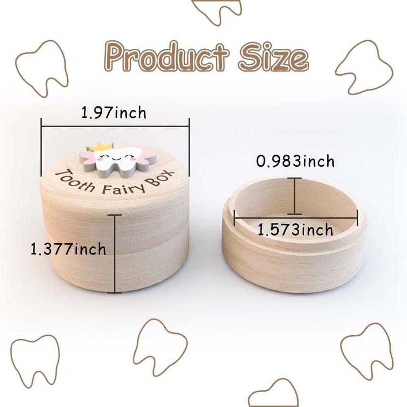 Mini Collection Commemorative Box Wood Baby Tooth Box Primary Teeth Baby Teeth Save Milk Teeth Organizer Souvenirs Box Fetal Hair Umbilical Cord Preservation Deciduous Tooth Case Children 3