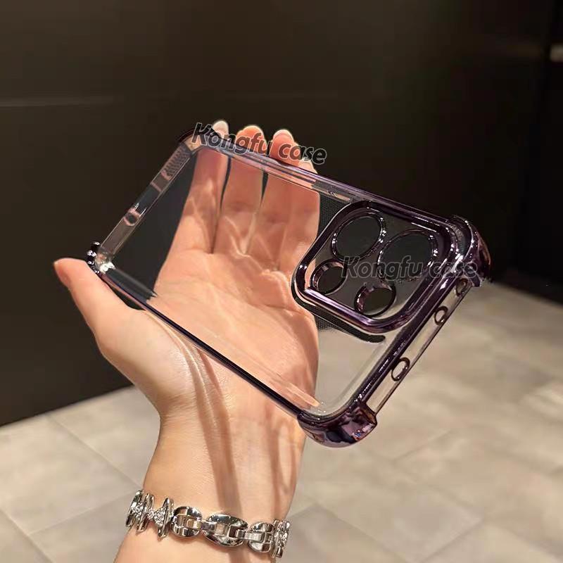 Product Introduction of Colour Clear Casing For OPPO Reno13 12 Pro F OPPOReno13Pro Reno12Pro Reno 13 12 F 5G Electroplate Transparent TPU Phone Case Shockproof Casing Protection Anti-fall Soft Back Cover 13