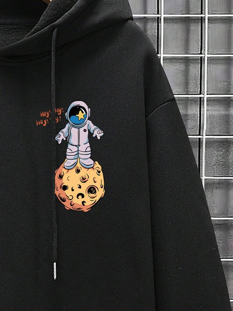 Product Introduction of Unisex Men's Cartoon Graphic Print Drawstring Essentials Hoodie, Regular Fit Casual Long Sleeve Hooded Sweatshirt for Fall & Winter, Men's Clothes, National Day Clothing 10
