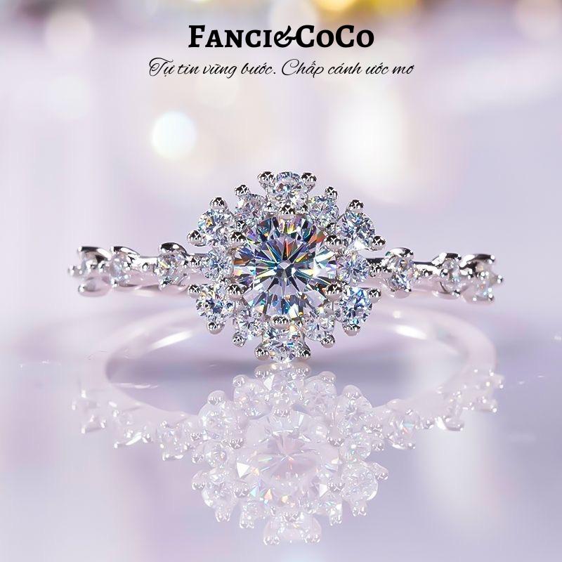 (Givencky Design) Nhẫn nữ cầu hôn hình hoa hướng dương kèm kiểm định phụ kiện nhập khẩu chính hãng