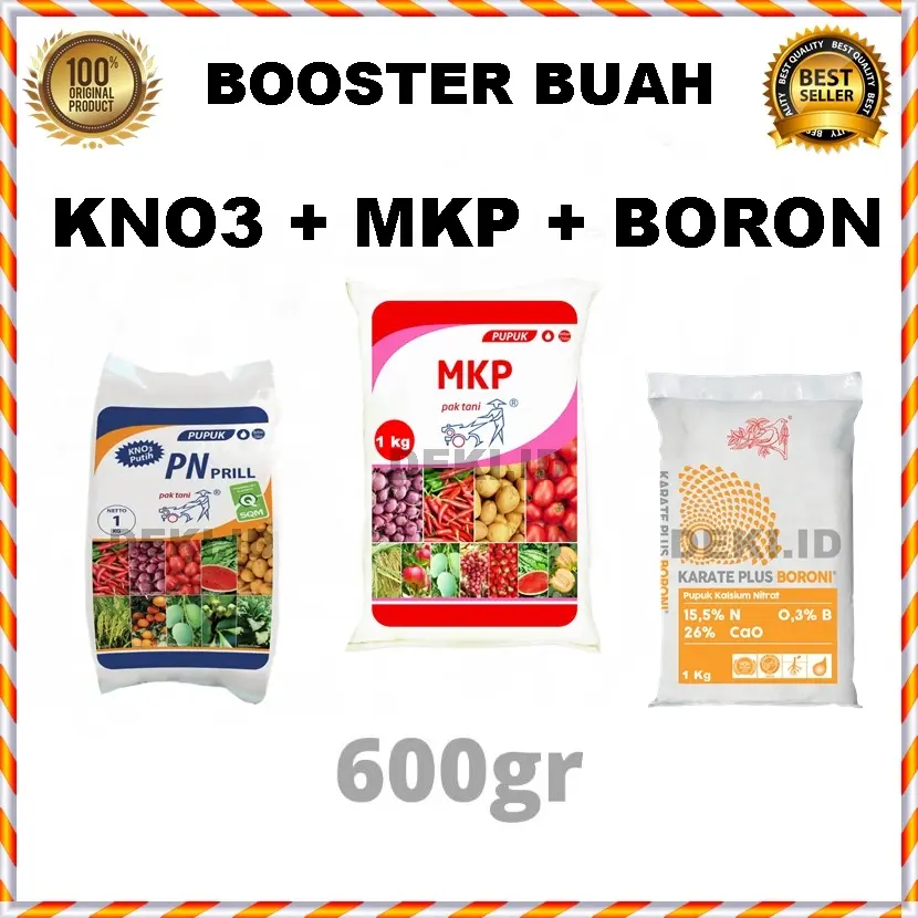 Booster Buah Pupuk MKP KNO3 Putih Boron Pak Tani Meroke Hepi Tanaman Anggur Mangga Klengkeng Alpukat Jambu Sayur Paket Hemat
