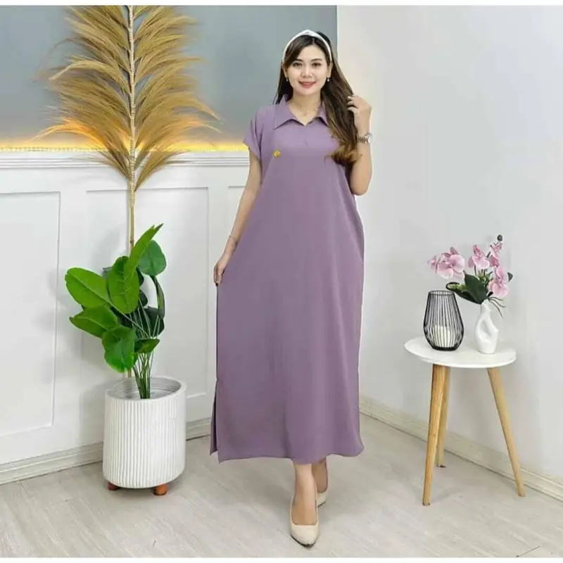 Daster aletha Model kekinian kerah kemeja bahan cinkle airflow LD120 cm PB120 cm 7
