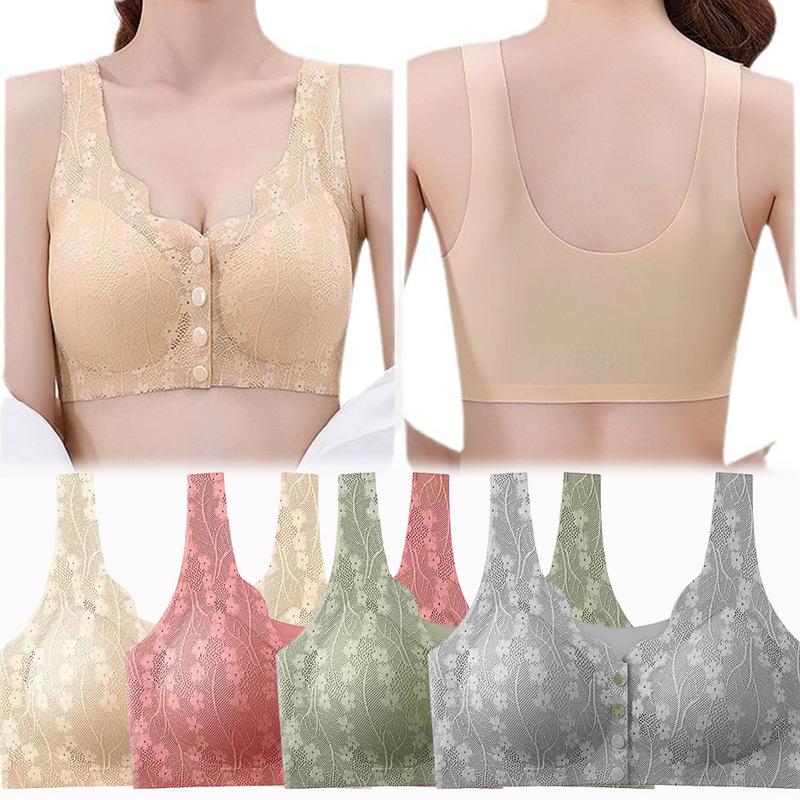 Áo Ngực Nữ, Đồ Lót Của Mẹ, Cho Phụ Nữ Trung Người Già Và Cao Tuổi, Không Đường May, Nút Mở Trước, Kiểu Áo Vest, Ngoại Cỡ, Mỏng Mùa Hè, Hàng Mới Về